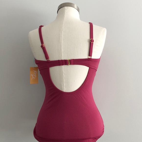 NWT✨Kona Sol Textured Tie Front One Piece Swimsuit - Picture 4 of 5